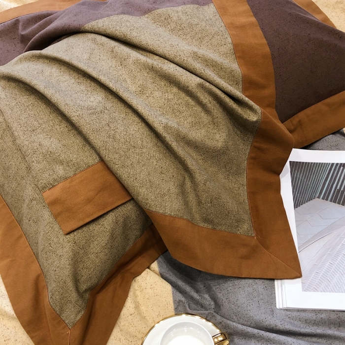 91家纺网 家纺一手货源 找家纺 涞澳家纺 2021新款全棉大磨毛拼色四件套 格勒