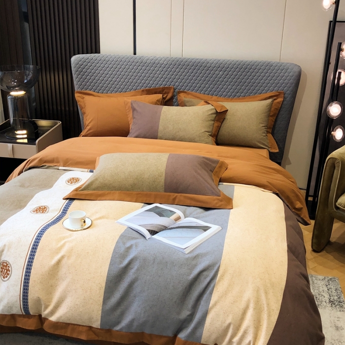 91家纺网 家纺一手货源 找家纺 涞澳家纺 2021新款全棉大磨毛拼色四件套 格勒