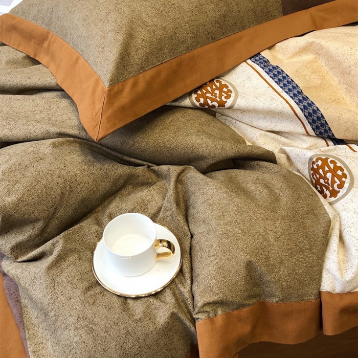 91家纺网 家纺一手货源 找家纺 涞澳家纺 2021新款全棉大磨毛拼色四件套 格勒