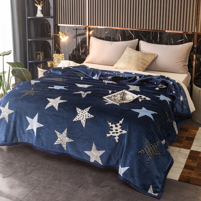 91家纺网 家纺一手货源 找家纺 卡奥AB版加厚复合云毯法莱绒毛毯空调休闲毯沙发盖毯星铂尔