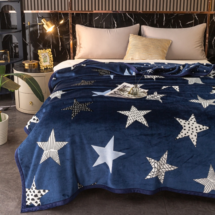 91家纺网 家纺一手货源 找家纺 卡奥AB版加厚复合云毯法莱绒毛毯空调休闲毯沙发盖毯星铂尔