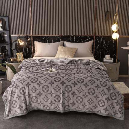 91家纺网 家纺一手货源 找家纺 卡奥AB版加厚复合云毯法莱绒毛毯空调休闲毯沙发盖毯星洛-灰