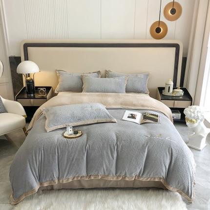 91家纺网 家纺一手货源 找家纺 馨蕊2021秋冬新品轻奢煦暖绒奥斯汀系列 奥斯汀高级灰