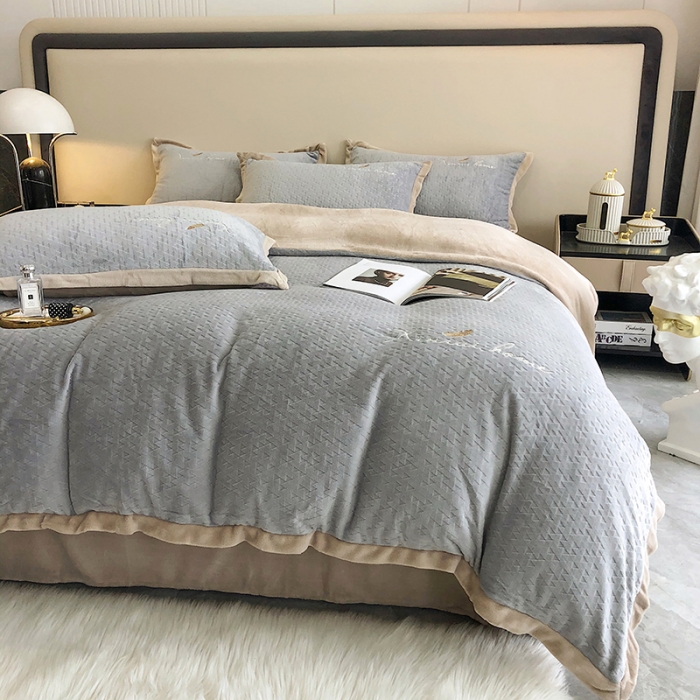 91家纺网 家纺一手货源 找家纺 馨蕊2021秋冬新品轻奢煦暖绒奥斯汀系列 奥斯汀高级灰