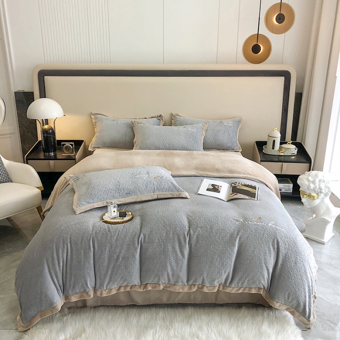 91家纺网 家纺一手货源 找家纺 馨蕊2021秋冬新品轻奢煦暖绒奥斯汀系列 奥斯汀高级灰