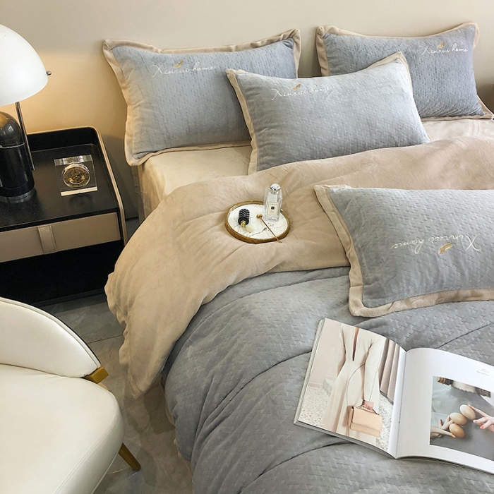 91家纺网 家纺一手货源 找家纺 馨蕊2021秋冬新品轻奢煦暖绒奥斯汀系列 奥斯汀高级灰