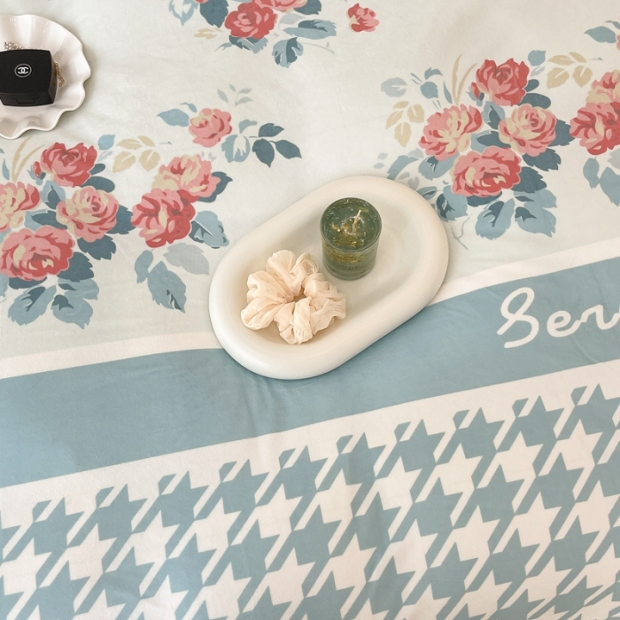 91家纺网 家纺一手货源 找家纺 昔可家纺 2021新款大版宝宝牛奶绒四件套 复古千鸟格花园