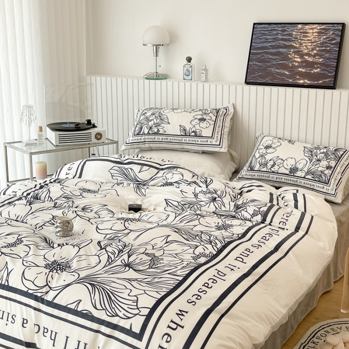 91家纺网 家纺一手货源 找家纺 昔可家纺 2021新款大版宝宝牛奶绒四件套 后花园