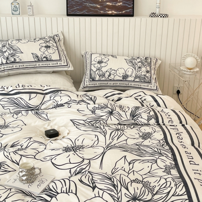 91家纺网 家纺一手货源 找家纺 昔可家纺 2021新款大版宝宝牛奶绒四件套 后花园