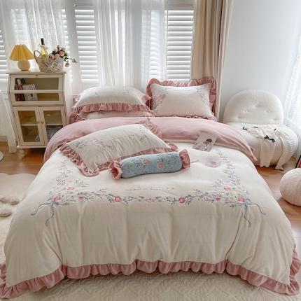 （总）馨蕊 2021秋冬轻奢煦暖绒刺绣四件套朝花夕拾