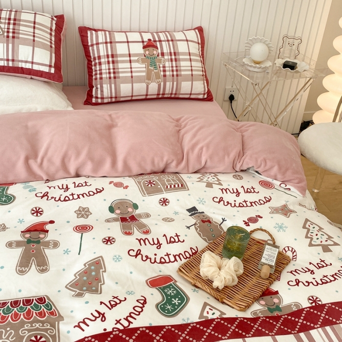 91家纺网 家纺一手货源 找家纺 昔可家纺 2021新款大版宝宝牛奶绒四件套 圣诞礼物