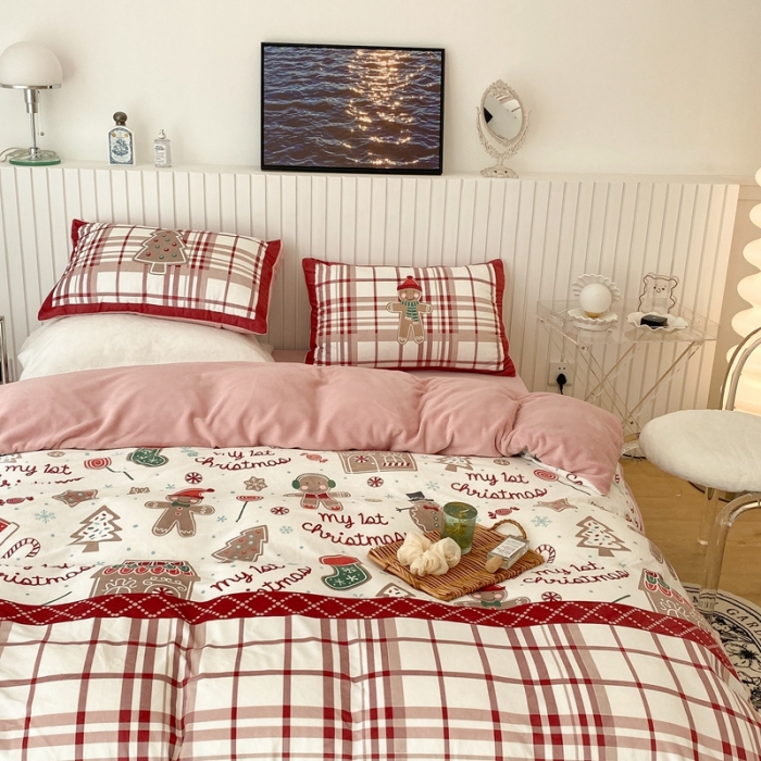 91家纺网 家纺一手货源 找家纺 昔可家纺 2021新款大版宝宝牛奶绒四件套 圣诞礼物