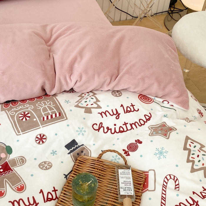 91家纺网 家纺一手货源 找家纺 昔可家纺 2021新款大版宝宝牛奶绒四件套 圣诞礼物