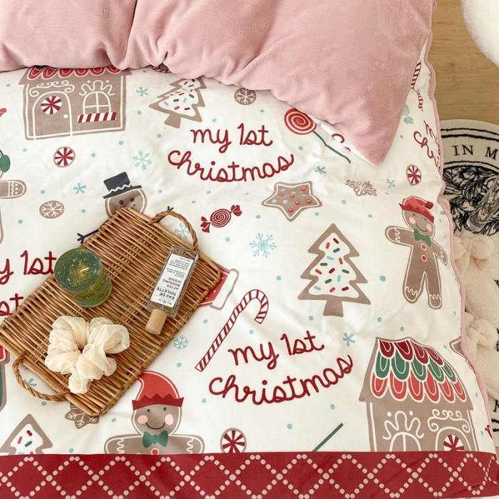 91家纺网 家纺一手货源 找家纺 昔可家纺 2021新款大版宝宝牛奶绒四件套 圣诞礼物