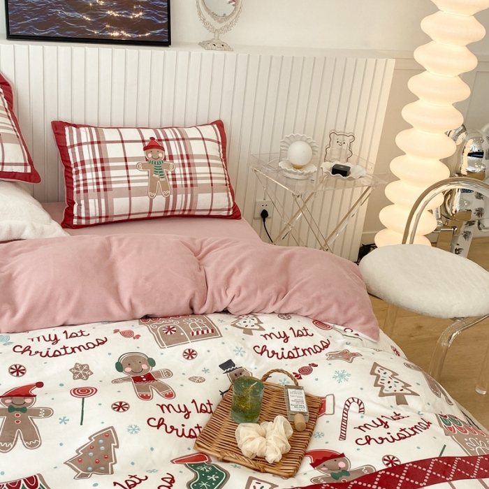 91家纺网 家纺一手货源 找家纺 昔可家纺 2021新款大版宝宝牛奶绒四件套 圣诞礼物