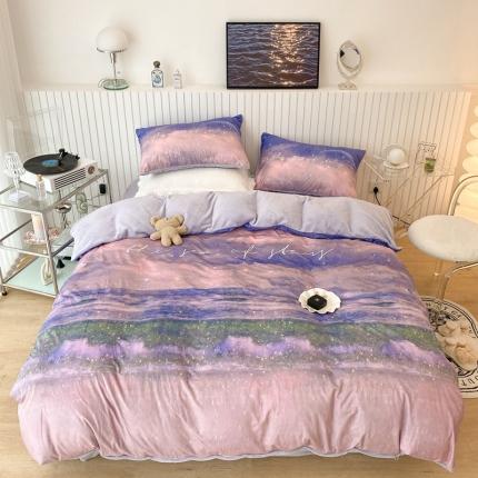 91家纺网 家纺一手货源 找家纺 昔可家纺 2021新款大版宝宝牛奶绒四件套 星辰大海