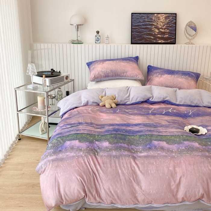 91家纺网 家纺一手货源 找家纺 昔可家纺 2021新款大版宝宝牛奶绒四件套 星辰大海