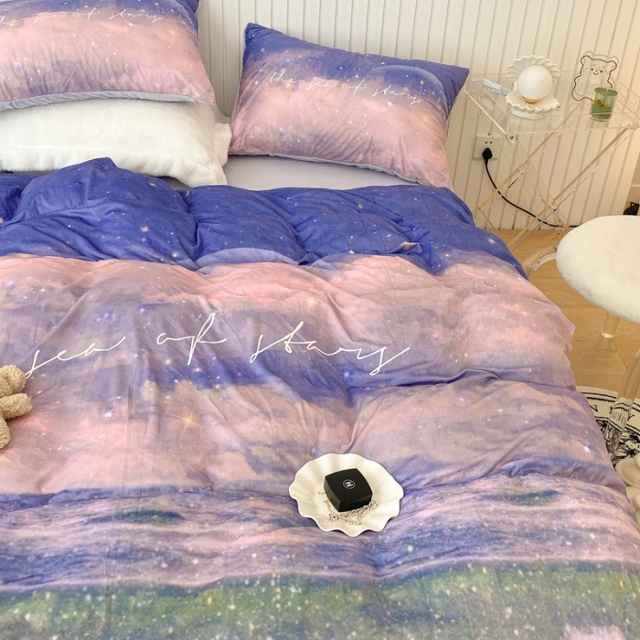 91家纺网 家纺一手货源 找家纺 昔可家纺 2021新款大版宝宝牛奶绒四件套 星辰大海