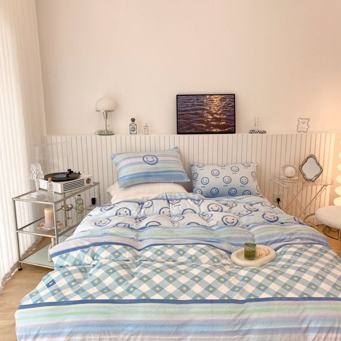 91家纺网 家纺一手货源 找家纺 昔可家纺 2021新款大版宝宝牛奶绒四件套 银河笑脸