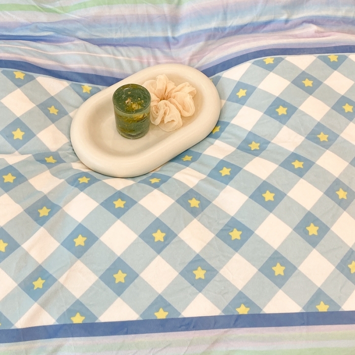 91家纺网 家纺一手货源 找家纺 昔可家纺 2021新款大版宝宝牛奶绒四件套 银河笑脸