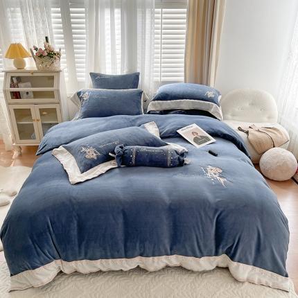 91家纺网 家纺一手货源 找家纺 馨蕊家居 2021秋冬轻奢煦暖绒系列新品-美人鱼 美人鱼-藏蓝