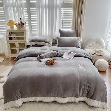 91家纺网 家纺一手货源 找家纺 馨蕊家居 2021秋冬轻奢煦暖绒系列新品-美人鱼 美人鱼-高级灰