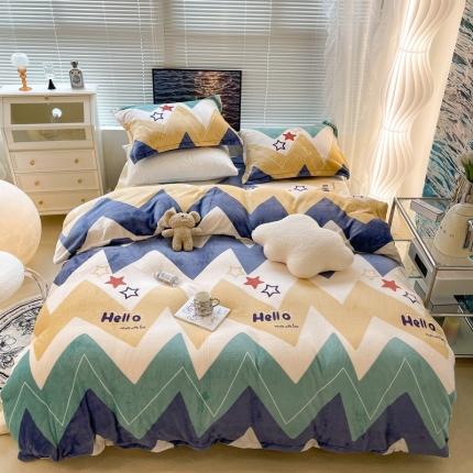 91家纺网 家纺一手货源 找家纺 昔可家纺 2021新款牛奶绒四件套-一批 时尚曲线