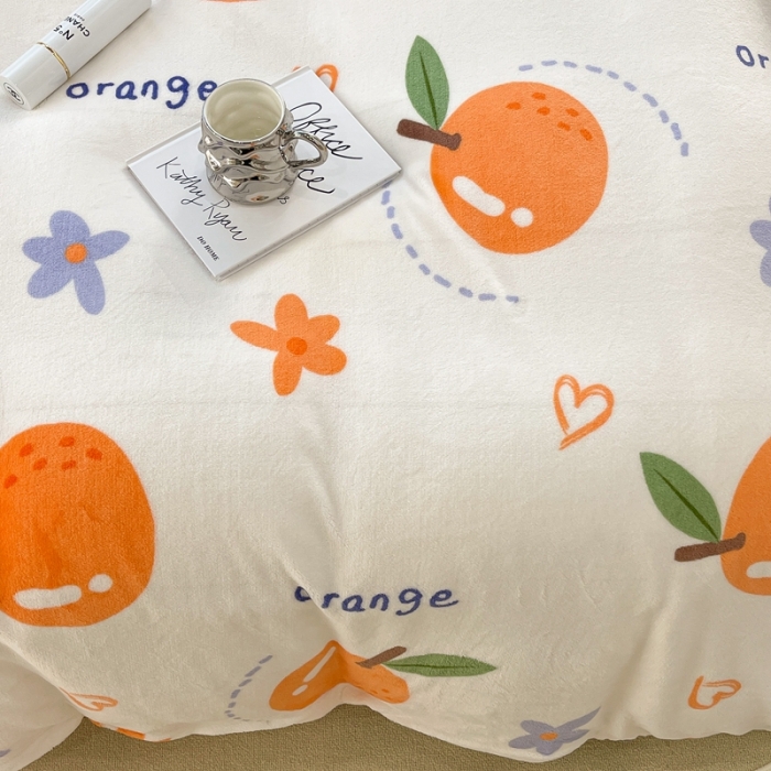 91家纺网 家纺一手货源 找家纺 昔可家纺 2021新款牛奶绒四件套-一批 大橙子