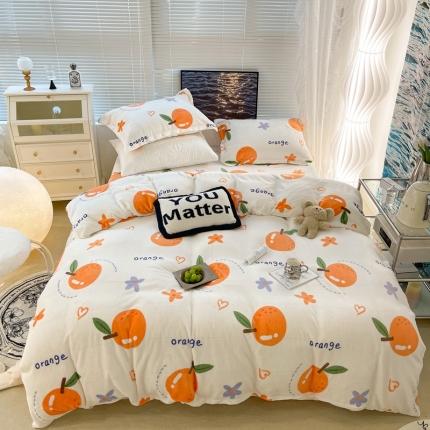 昔可家纺 2021新款牛奶绒四件套-一批 大橙子