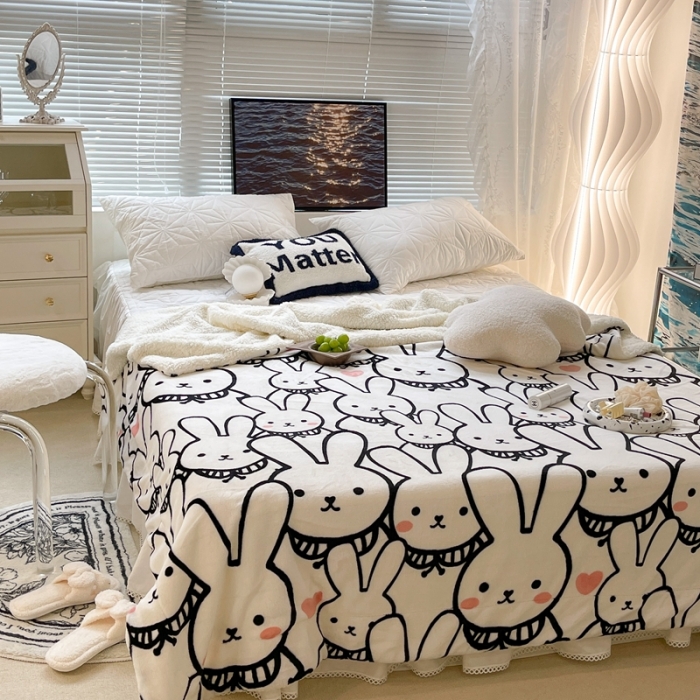 91家纺网 家纺一手货源 找家纺 （总）昔可家纺 2021新款牛奶羊羔绒印花毯