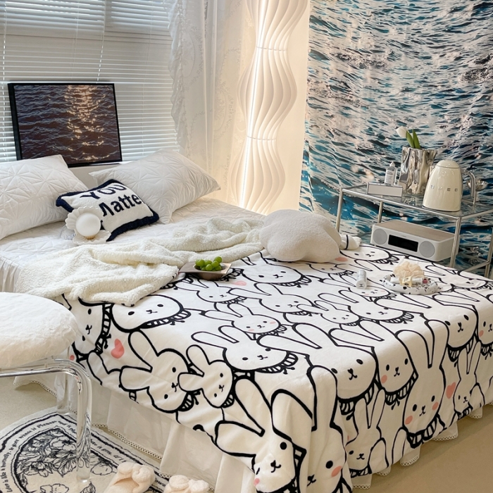 91家纺网 家纺一手货源 找家纺 （总）昔可家纺 2021新款牛奶羊羔绒印花毯