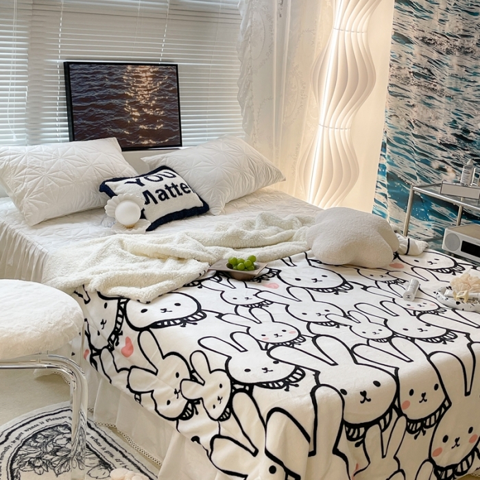 91家纺网 家纺一手货源 找家纺 （总）昔可家纺 2021新款牛奶羊羔绒印花毯