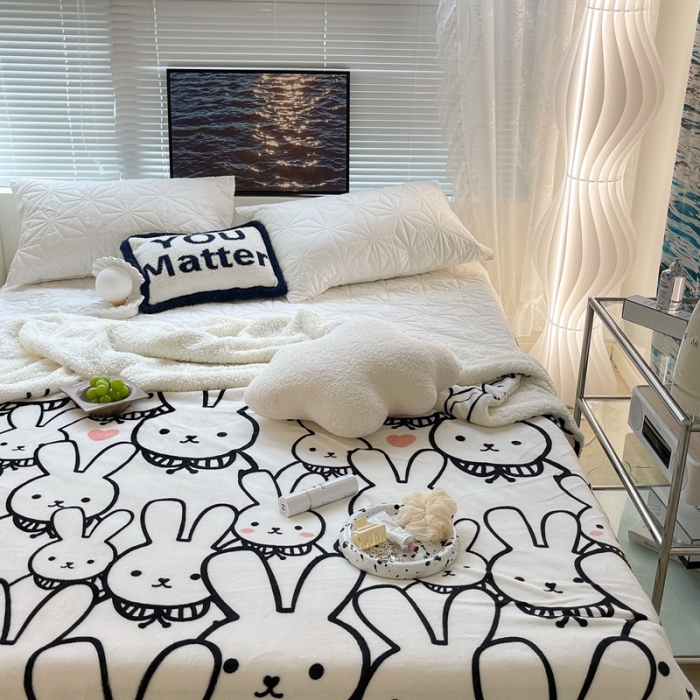 91家纺网 家纺一手货源 找家纺 （总）昔可家纺 2021新款牛奶羊羔绒印花毯