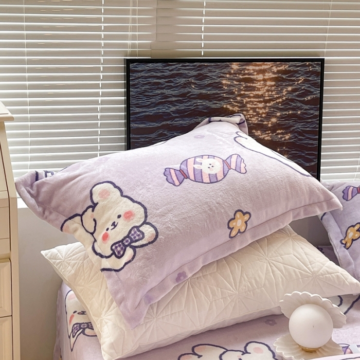 91家纺网 家纺一手货源 找家纺 昔可家纺 2021新款牛奶绒四件套-一批 梦幻紫兔兔