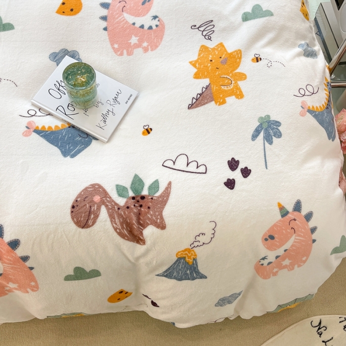 91家纺网 家纺一手货源 找家纺 昔可家纺 2021新款牛奶绒四件套-一批 森林恐龙