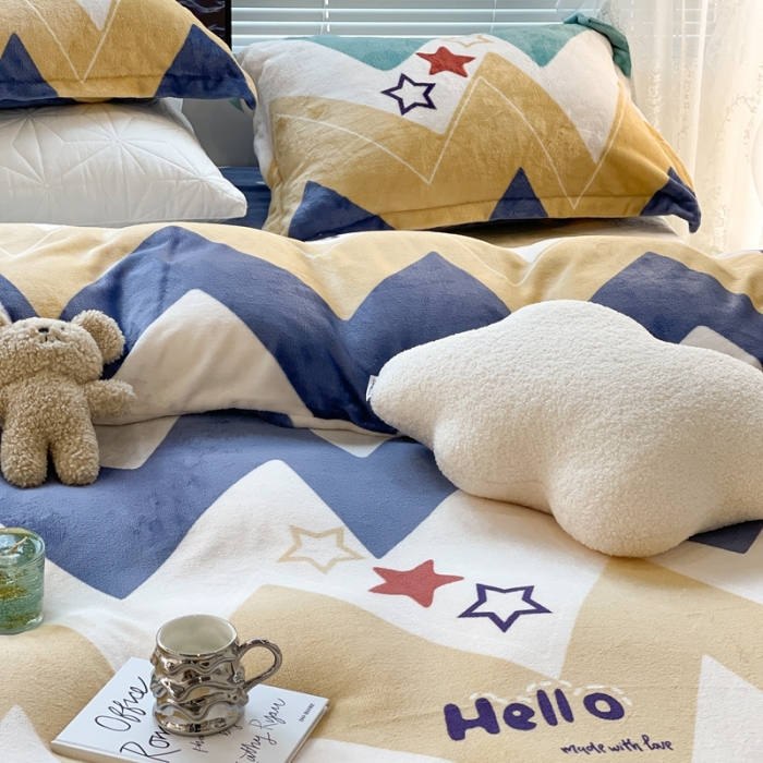 91家纺网 家纺一手货源 找家纺 昔可家纺 2021新款牛奶绒四件套-一批 时尚曲线