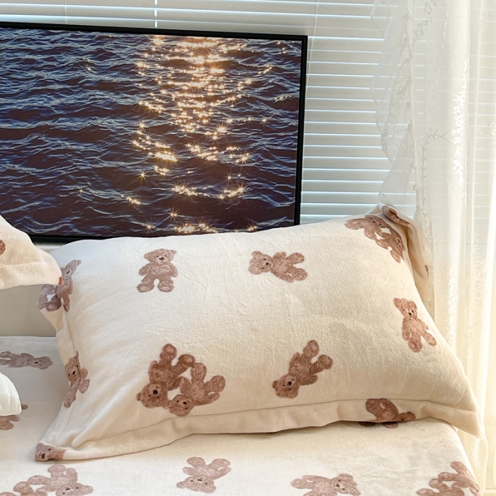 91家纺网 家纺一手货源 找家纺 昔可家纺 2021新款牛奶绒四件套-一批 泰迪比熊