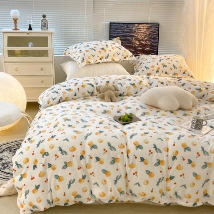 昔可家纺 2021新款牛奶绒四件套-一批 小金桔