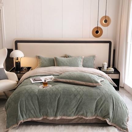 91家纺网 家纺一手货源 找家纺 馨蕊 2021秋冬新品轻奢煦暖绒系列-唯爱 唯爱-艾绿