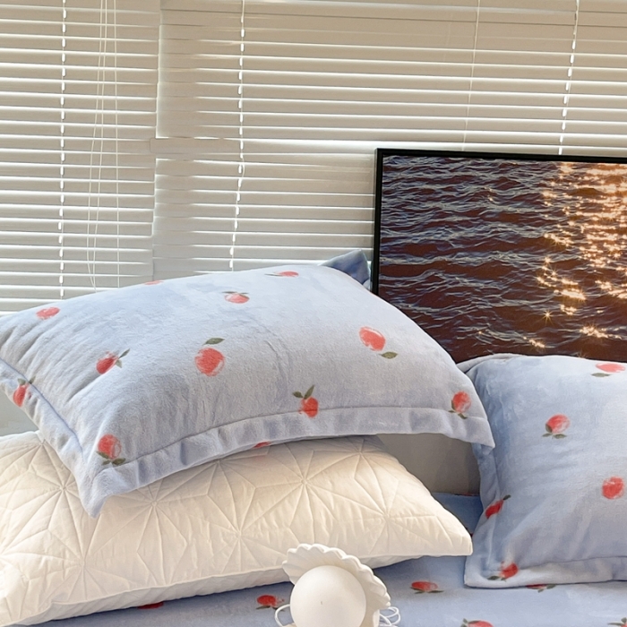 91家纺网 家纺一手货源 找家纺 昔可家纺 2021新款牛奶绒四件套-一批 元气小小桔蓝