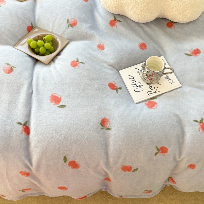 91家纺网 家纺一手货源 找家纺 昔可家纺 2021新款牛奶绒四件套-一批 元气小小桔蓝