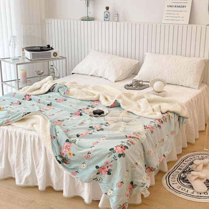 91家纺网 家纺一手货源 找家纺 （总）昔可家纺 2021新款牛奶羊羔绒印花毯