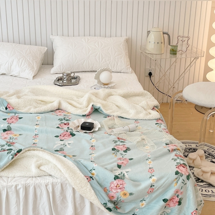 91家纺网 家纺一手货源 找家纺 （总）昔可家纺 2021新款牛奶羊羔绒印花毯