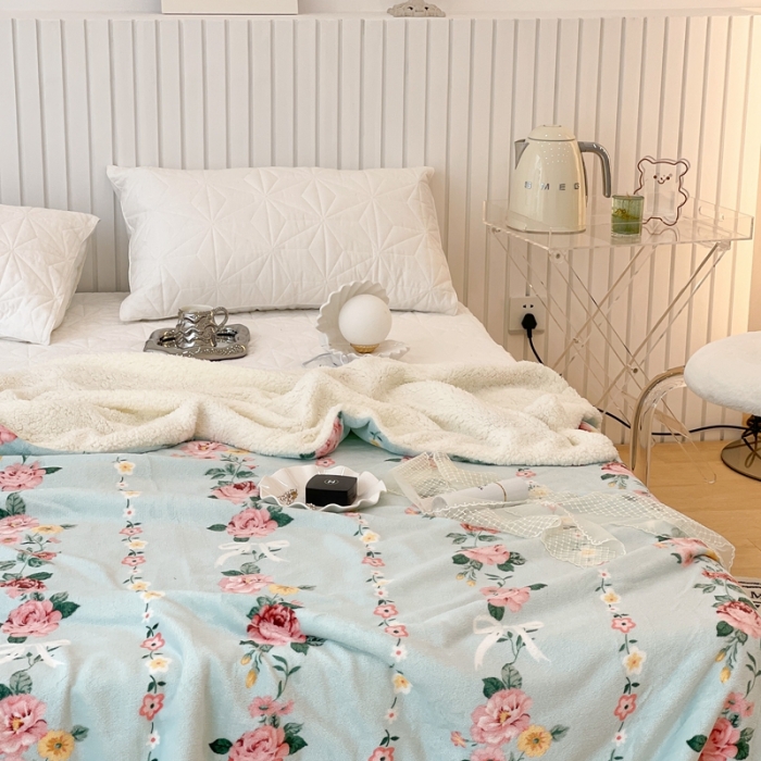 91家纺网 家纺一手货源 找家纺 （总）昔可家纺 2021新款牛奶羊羔绒印花毯