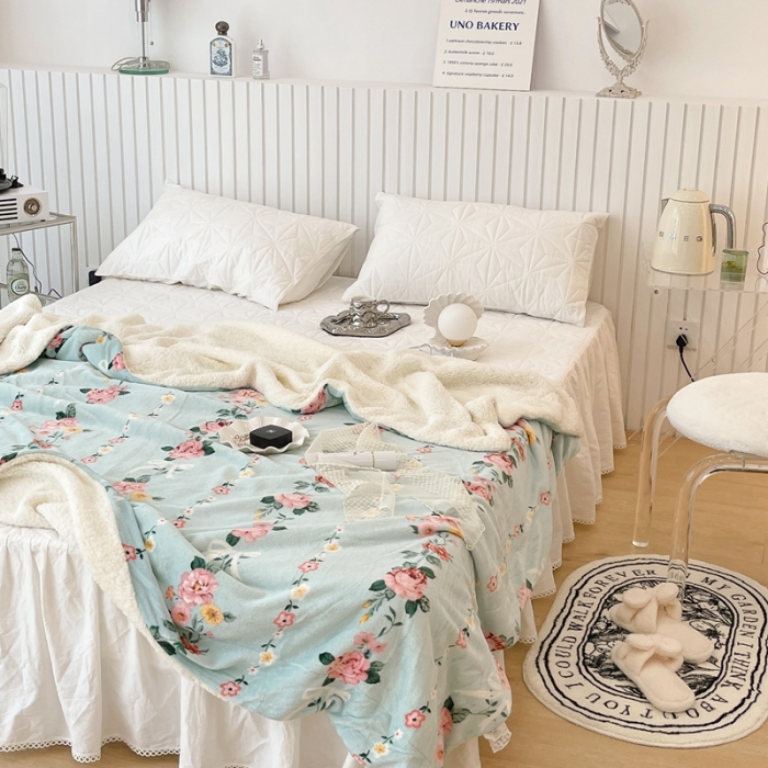 91家纺网 家纺一手货源 找家纺 （总）昔可家纺 2021新款牛奶羊羔绒印花毯