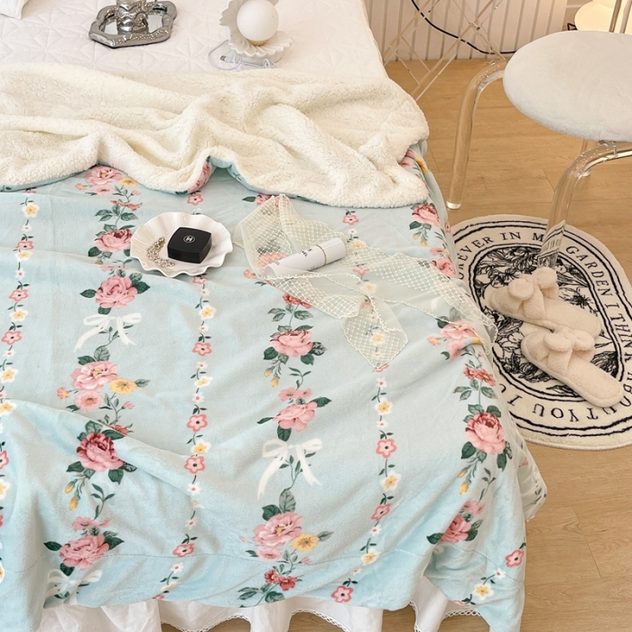 91家纺网 家纺一手货源 找家纺 （总）昔可家纺 2021新款牛奶羊羔绒印花毯