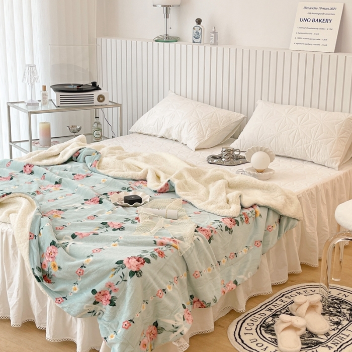 91家纺网 家纺一手货源 找家纺 （总）昔可家纺 2021新款牛奶羊羔绒印花毯