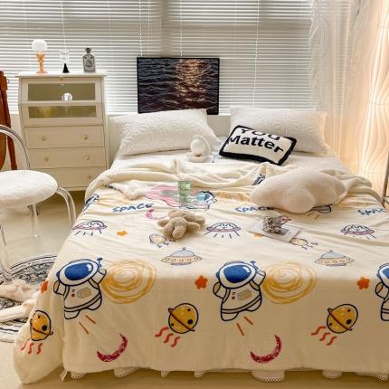 91家纺网 家纺一手货源 找家纺 昔可家纺 2021新款牛奶羊羔绒印花毯 太空宇航员