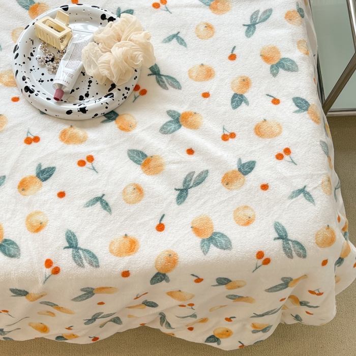 91家纺网 家纺一手货源 找家纺 昔可家纺 2021新款牛奶羊羔绒印花毯 小金桔