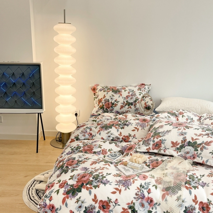 91家纺网 家纺一手货源 找家纺 昔可家纺 2021新款牛奶绒四件套-二批 复古玫瑰花